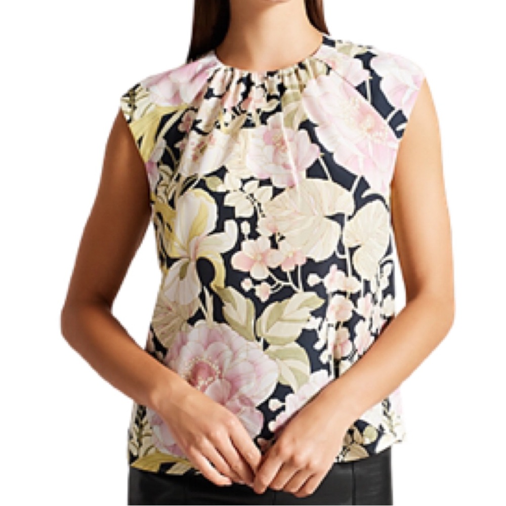 Ted Baker LIYLLAH Floral Print Ruched Sleeveless Top
